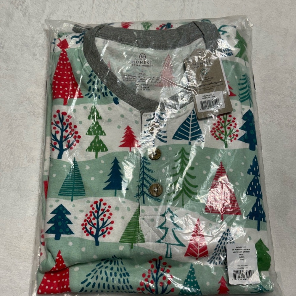 NWT HonestBaby Family Matching Holiday Pajamas 100% Organic Cotton Men’s Large - Picture 2 of 4